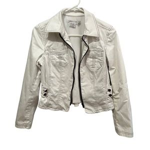 Maggy London Women's Cream and Dark Brown Trimmed Jacket